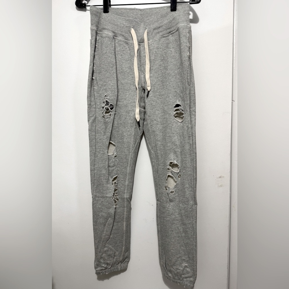 NSF Sayde Destroyed Sweatpants in Marled Grey Size P (XS)